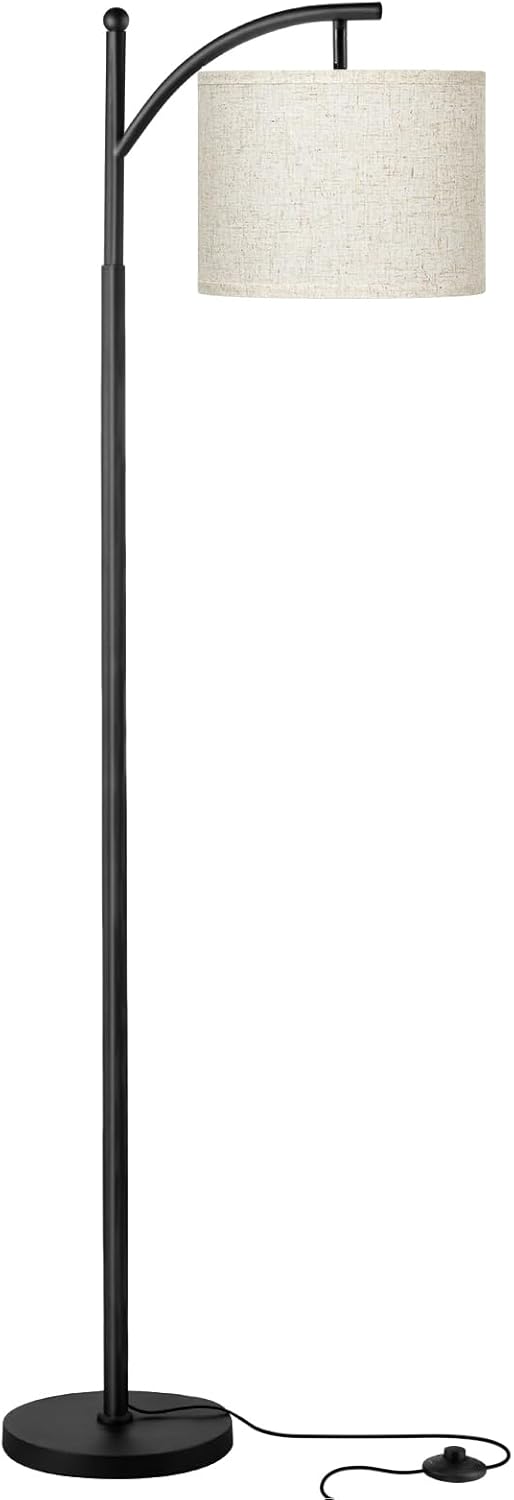 60" Modern Floor Lamp with Beige Shade, 9W LED Bulb | 3 Color Temperatures Bulb, Adjustable Linen Shade, Standing Lamps for Living Room Bedroom Office Classroom Dorm, Black Pole - Image 7