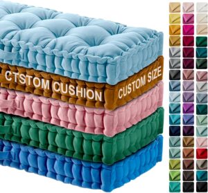 Custom Tufted Bench Cushion,Bench Seat Cushions, Velvet Window Seat Cushion with Anti-Slip Mat and Handle